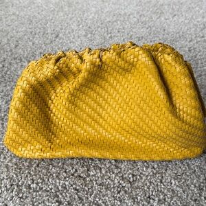 Anthropologie Yellow Woven Clutch with Gold Chain